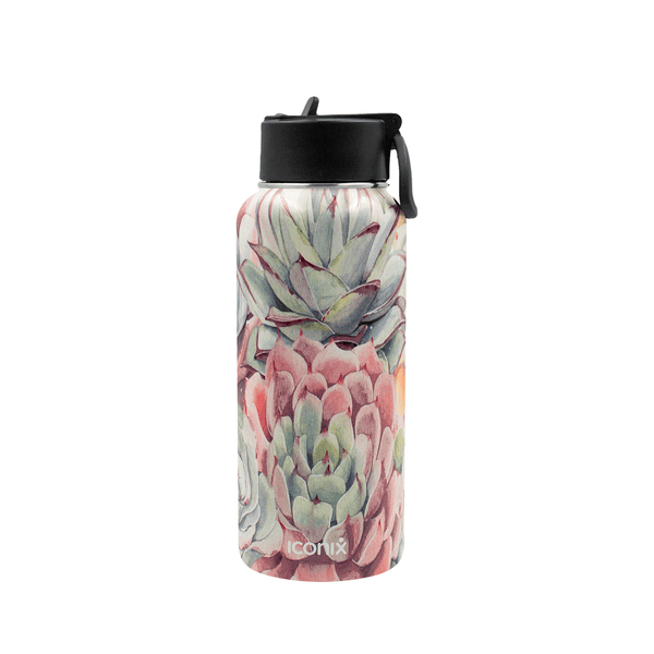 Iconix Succulent Selection Stainless Steel Hot and Cold Flask - Straw Lid