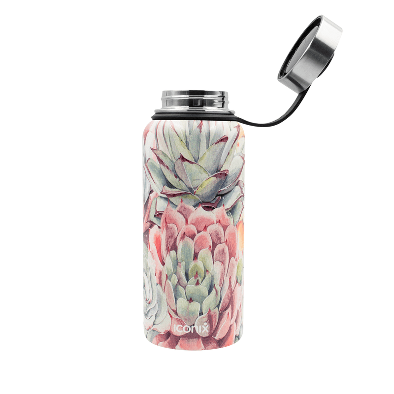 Iconix Succulent Selection Stainless Steel Hot and Cold Flask - Stainless Steel Lid