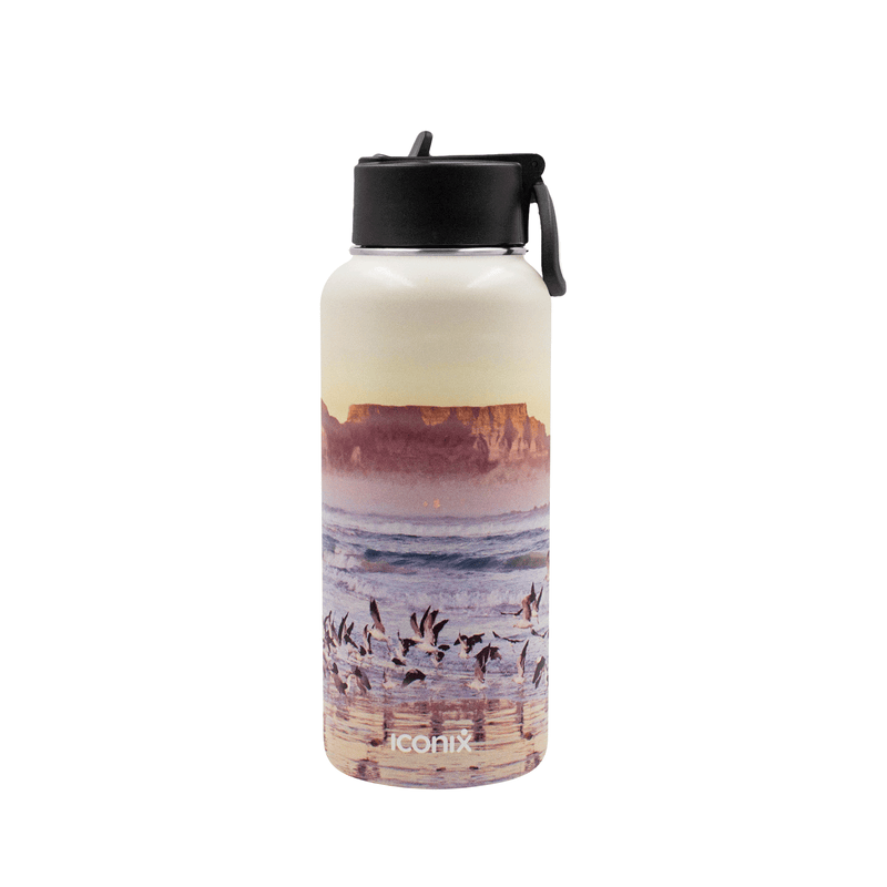 Iconix Table Mountain Glory Stainless Steel Hot and Cold Flask - Straw Lid