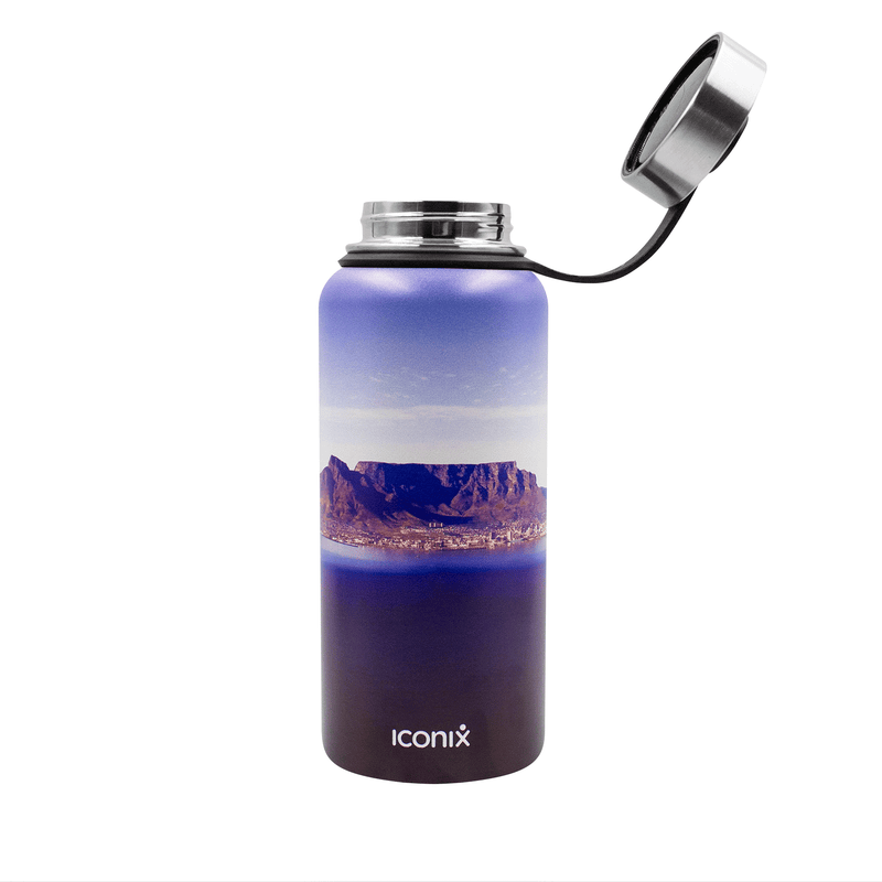 Iconix Table Mountain Cityscape Stainless Steel Hot and Cold Flask - Stainless Steel Lid
