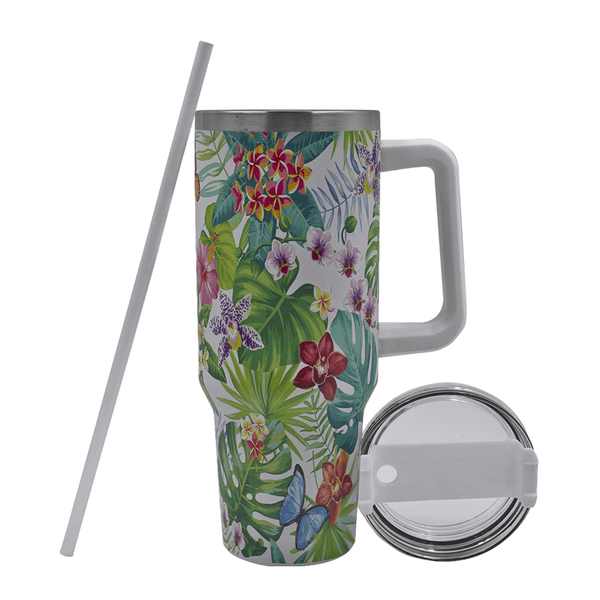 1.2L Stainless Steel Thermo Travel Flask with handle - Floral Burst