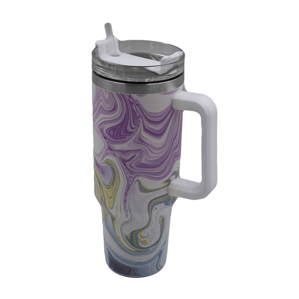 1.2L Stainless Steel Thermo Travel Flask with handle - Purple Marble