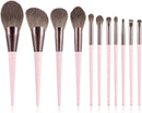 11 Piece Pink Matte Makeup Brush Set
