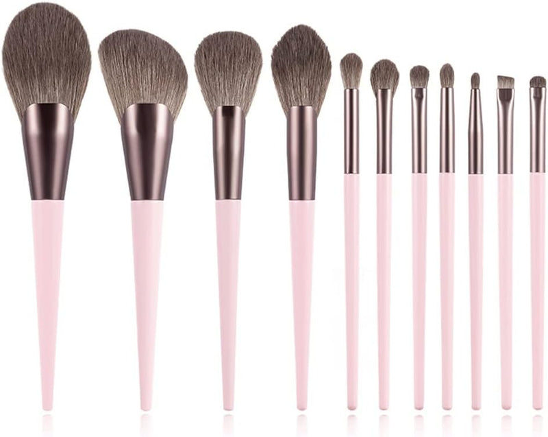 11 Piece Pink Matte Makeup Brush Set