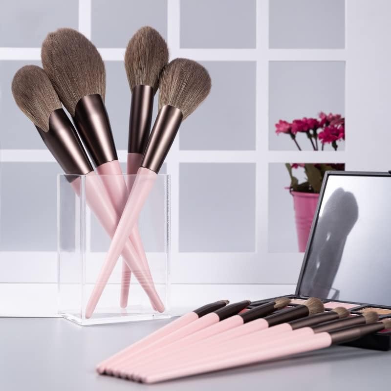 11 Piece Pink Matte Makeup Brush Set