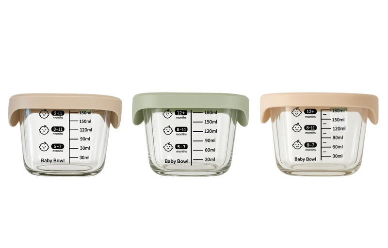 3 Piece Freezer-Safe Glass Food Containers with Silicone Lids