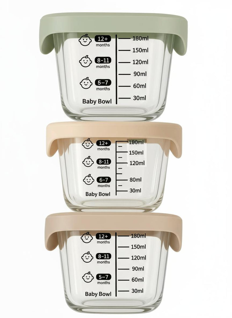 3 Piece Freezer-Safe Glass Food Containers with Silicone Lids