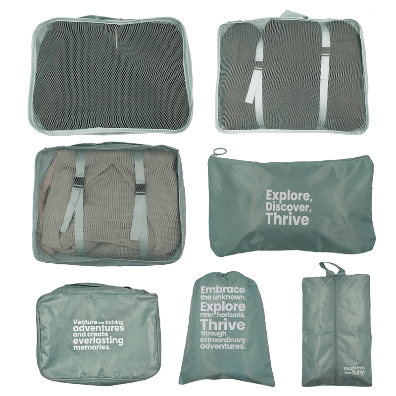 7 Piece Travel Luggage Organiser Set with Breathable Mesh