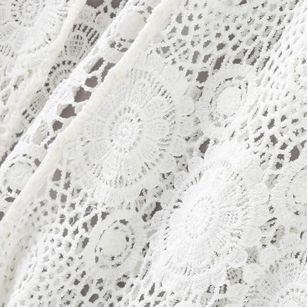 Women’s White Crochet Lace Beach Cover-up