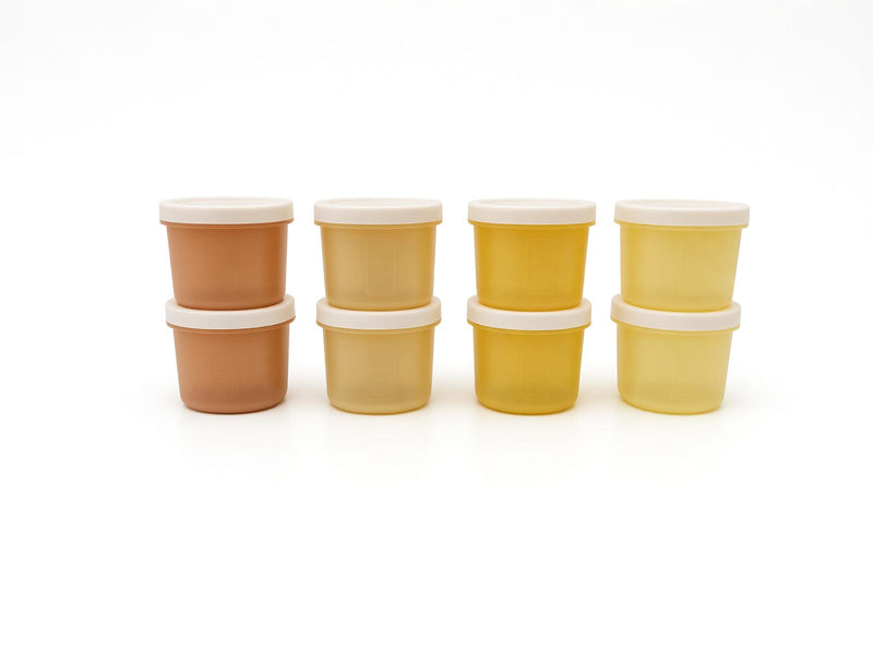 8 Piece Silicone Baby Food Storage Container Set with Tray - Earthy Colour
