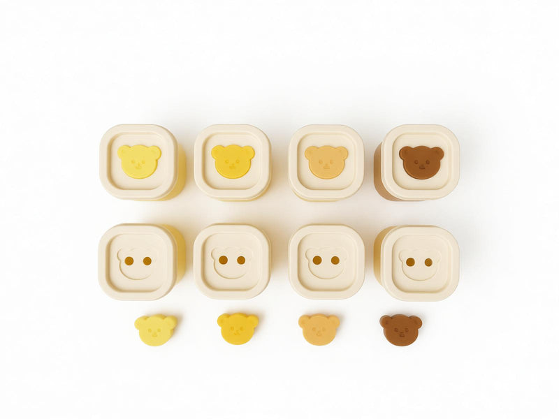 8 Piece Silicone Baby Food Storage Container Set with Tray - Earthy Colour