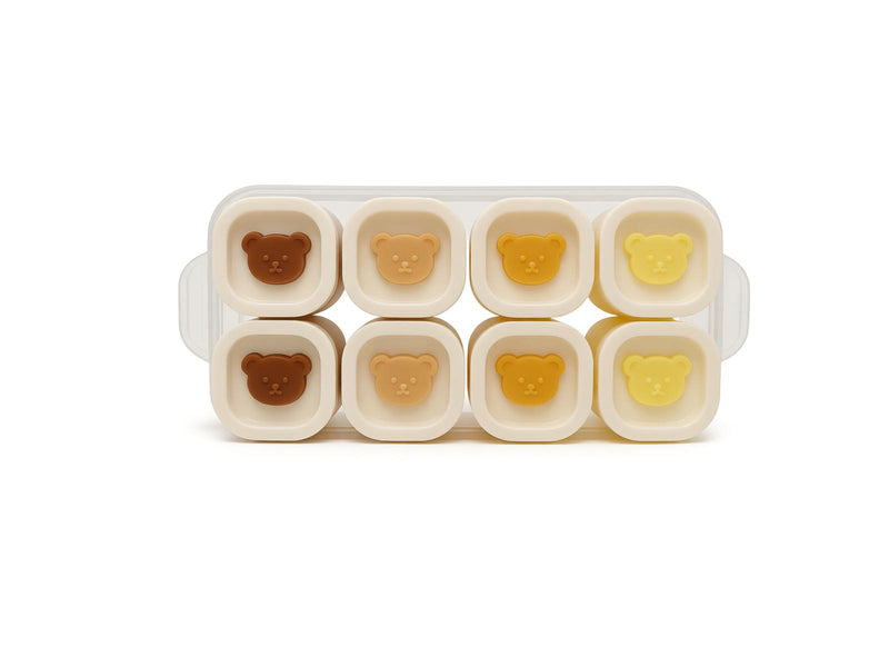 8 Piece Silicone Baby Food Storage Container Set with Tray - Earthy Colour