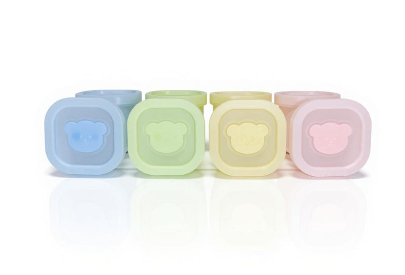 8 Piece Silicone Baby Food Storage Container Set with Tray - Multi Colour