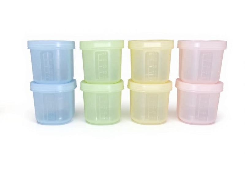 8 Piece Silicone Baby Food Storage Container Set with Tray - Multi Colour