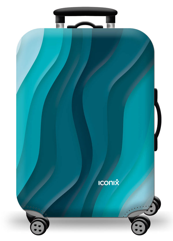 Printed Luggage Protector - Blue Waves