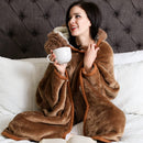 Animal Fluffy Fleece Unisex Hooded Blankets - Brown Sloth