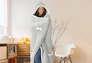 Fluffy Fleece Unisex Oversize Hooded Blanket - Grey