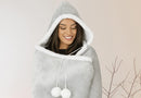 Fluffy Fleece Unisex Oversize Hooded Blanket - Grey