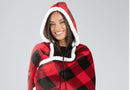 Fluffy Fleece Unisex Oversize Hooded Blanket - Red and Black