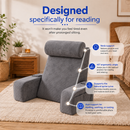 Detachable Reading Pillow with Armrests & Headrest – Back Support Grey