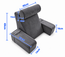 Detachable Reading Pillow with Armrests & Headrest – Back Support Grey