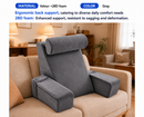 Detachable Reading Pillow with Armrests & Headrest – Back Support Grey
