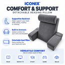 Detachable Reading Pillow with Armrests & Headrest – Back Support Grey