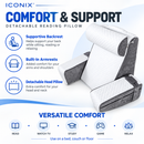 Detachable Reading Pillow with Armrests & Headrest – Back Support - White and Grey
