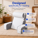 Detachable Reading Pillow with Armrests & Headrest – Back Support - White and Grey