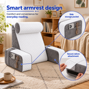 Detachable Reading Pillow with Armrests & Headrest – Back Support - White and Grey
