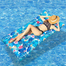 Extra Large Inflatable Pool Float Mattress with Pillow - Blue Floral
