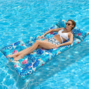 Extra Large Inflatable Pool Float Mattress with Pillow - Blue Floral
