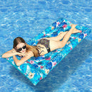 Extra Large Inflatable Pool Float Mattress with Pillow - Blue Floral