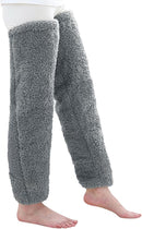 Fluffy Thigh High Leg Warmer Socks - Grey