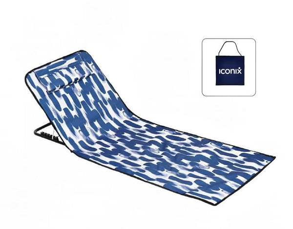 Portable Foldable Beach & Pool Lounger with Adjustable Backrest & Carry Bag - Ocean Brushstroke