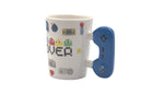 "Game Over" Retro Gamer Mug with Blue Game Controller Handle