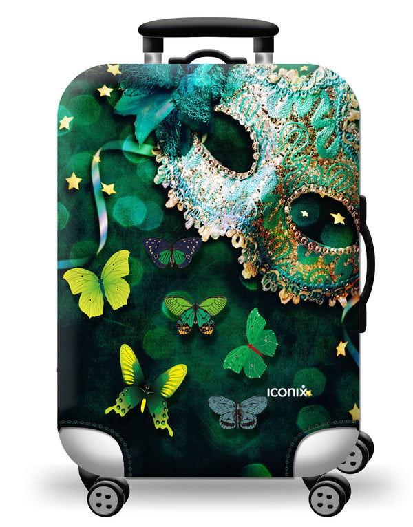 Printed Luggage Protector - Green Masked Beauty