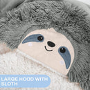 Animal Fluffy Fleece Unisex Hooded Blankets - Grey Sloth
