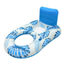 Head & Footrest Inflatable Pool Lounger with Cup Holders – Blue Leaf