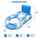 Head & Footrest Inflatable Pool Lounger with Cup Holders – Blue Leaf