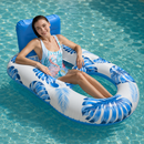 Head & Footrest Inflatable Pool Lounger with Cup Holders – Blue Leaf