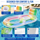 Head & Footrest Inflatable Pool Lounger with Cup Holders – Rainbow