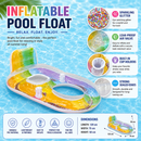 Head & Footrest Inflatable Pool Lounger with Cup Holders – Rainbow