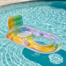 Head & Footrest Inflatable Pool Lounger with Cup Holders – Rainbow