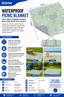 Water Resistant Picnic Blanket 148x200cm Foldable Beach Mat - Botanical