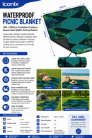 Water Resistant Picnic Blanket 148x200cm Foldable Beach Mat - Gold Leaf Geometric