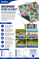 Water Resistant Picnic Blanket 148x200cm Foldable Beach Mat - Pink Protea