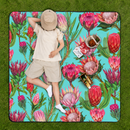 Water Resistant Picnic Blanket 200x200cm Foldable Beach Mat - Pink Protea