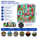 Water Resistant Picnic Blanket 200x200cm Foldable Beach Mat - Pink Protea