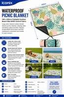 Water Resistant Picnic Blanket 148x200cm Foldable Beach Mat - Tropical